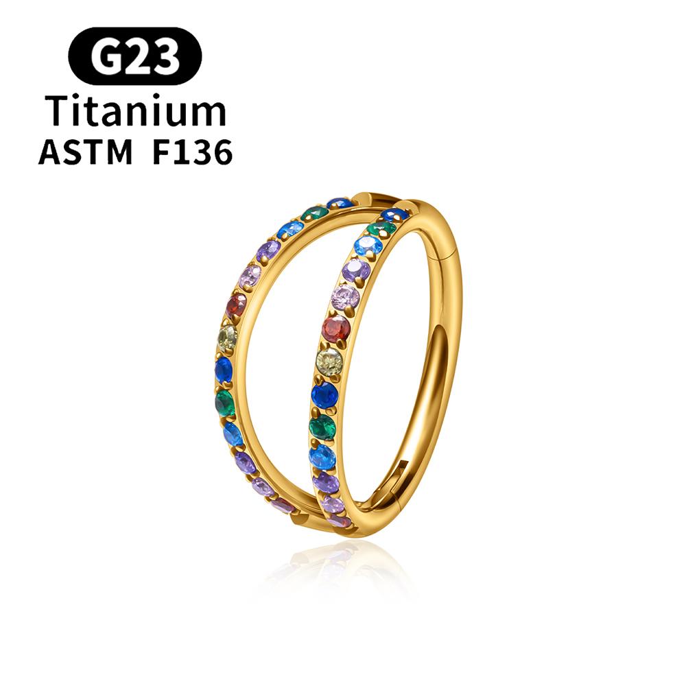 F136 G23 Titanium Nose Ring 16G Hinged Segment CZ Septum Clicke Daith Earrings Hoops Ear Cartilage Tragus Helix Piercing Jewelry