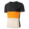 Men'S Autumn Sports Fitness Leisure Stand Up Collar Elastic Color Blocked Round Collar Short Sleeve T-Shirt