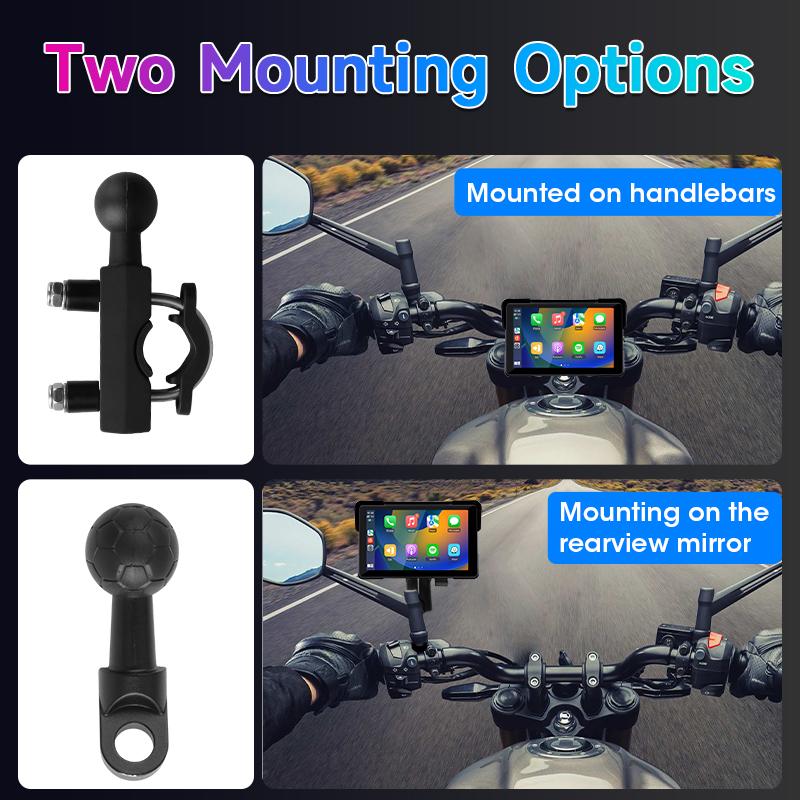 7 Inch Motorcycle GPS Navigation 2K HD DVR Wireless CarPlay Android Auto IP67 Waterproof Display Screen Portable Moto Monitor