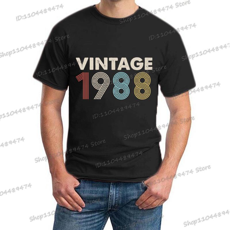 VINTAGE 1985 Printed T Shirt Men Birthday Years Letter Design Streetwear Fashion 1980 To 1994 Retro Short Sleeve T-shirts Man