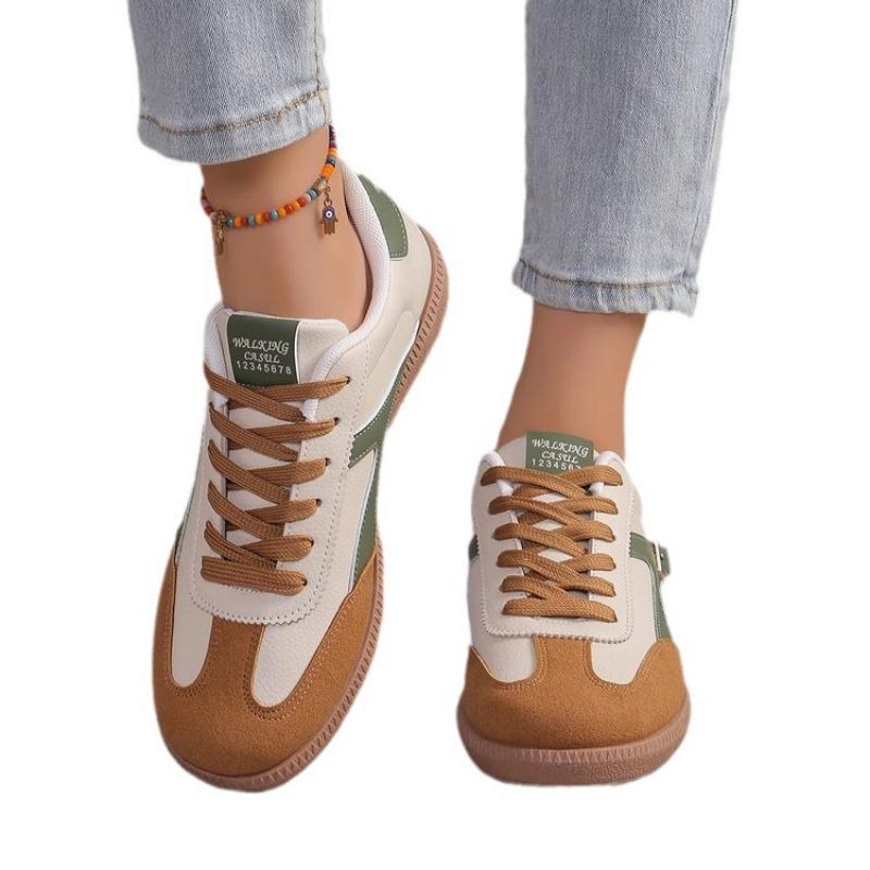 Large Size Women's Spring and Autumn New Casual Sports Shoes Flat-soled Lace-up White Shoes