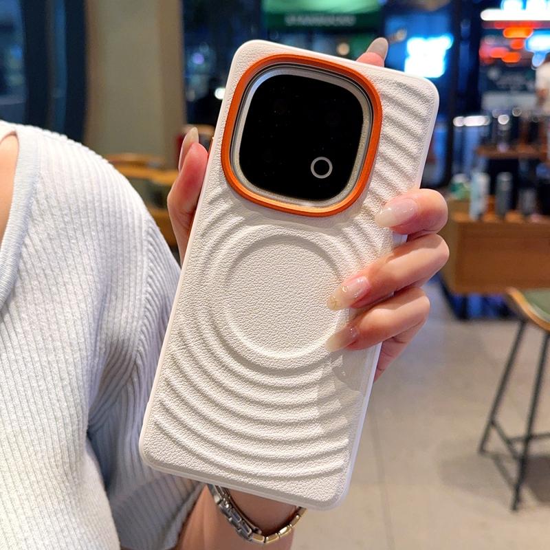 

For Vivo iQOO 13 Case Magnetic Ripple Pattern PU Leather Cover with Metal Camera Lens for VIVO iQOO13 vivo iQOO 13