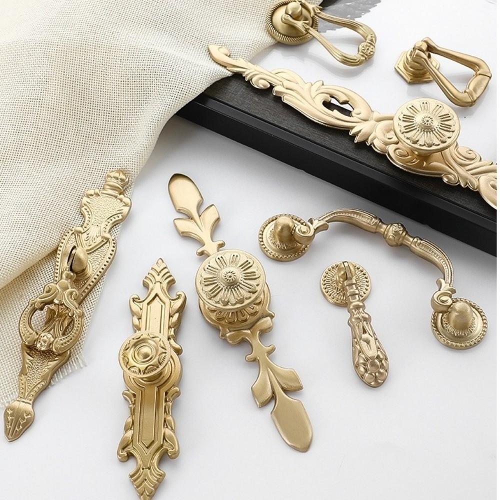 Nordic Solid Brass Cabinet Handle Hardware with Matching Screws Door Handle Drawer Knobs Kitchen