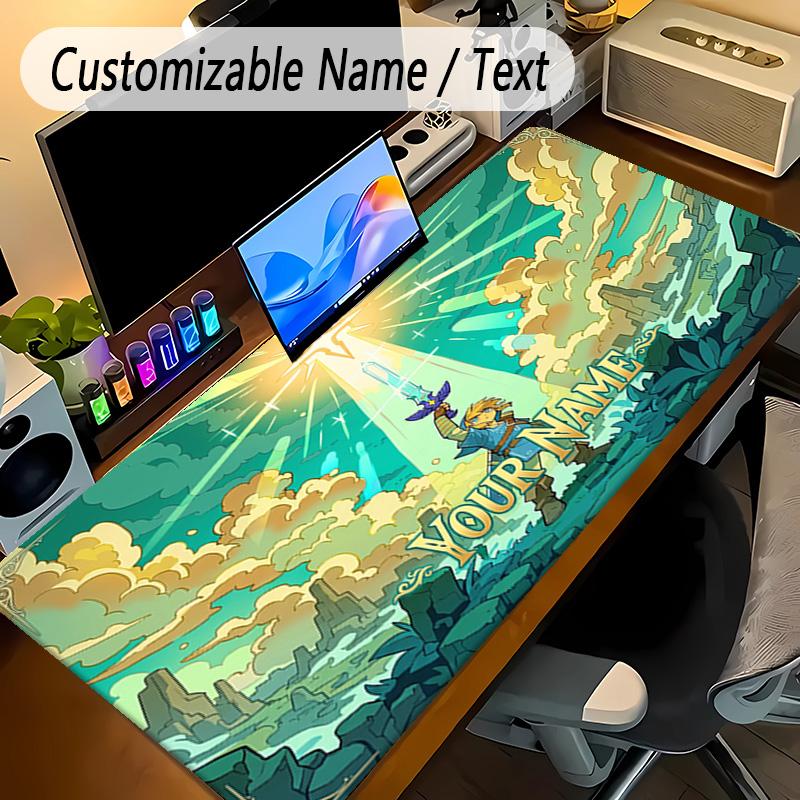 Large Mouse PadZelda Custom Name Text Personalized Desk Mat Non Slip Gaming Pad