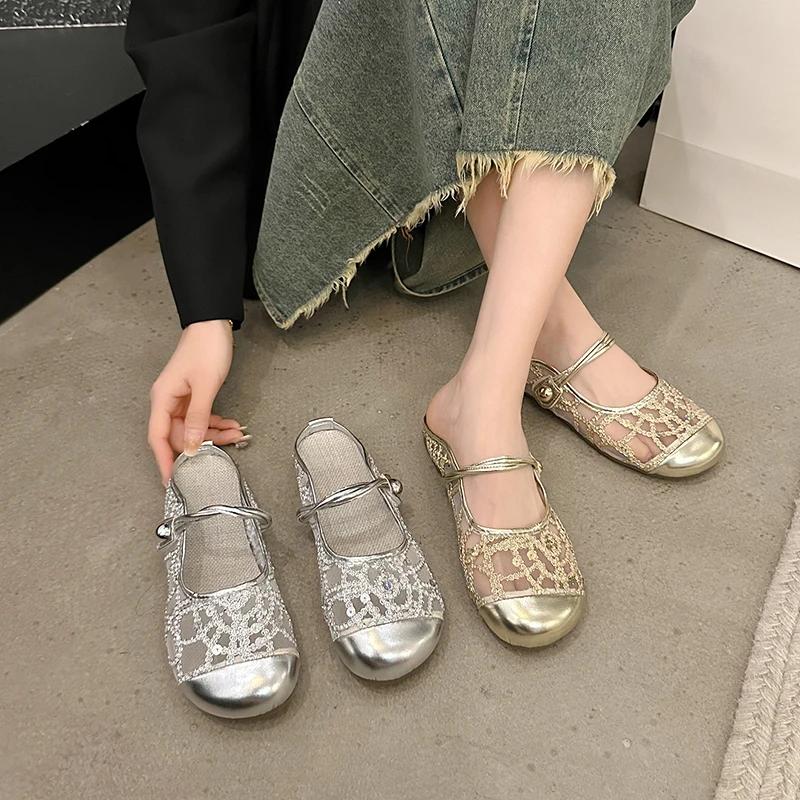 Fashion 2024 Fashion Women's Shoes Closed Toe Women's Slippers Autumn Breathable Mesh Solft Sole Casual Flat Comfortable Slippers