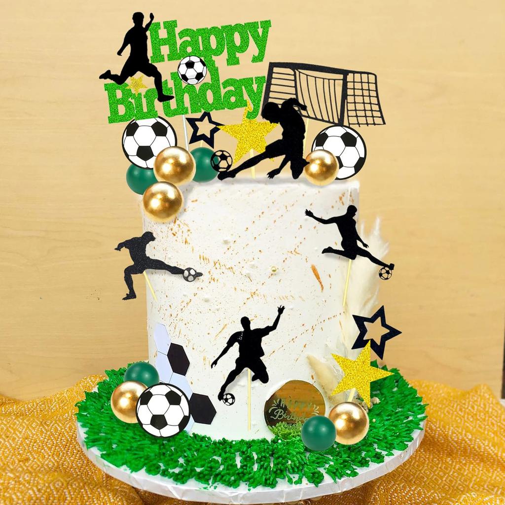31 Stück Fußball Kuchen Topper Dekorationen Fußballspieler Kuchen Dekorationen für Fußball Thema Geburtstag Sport Party Zubehör