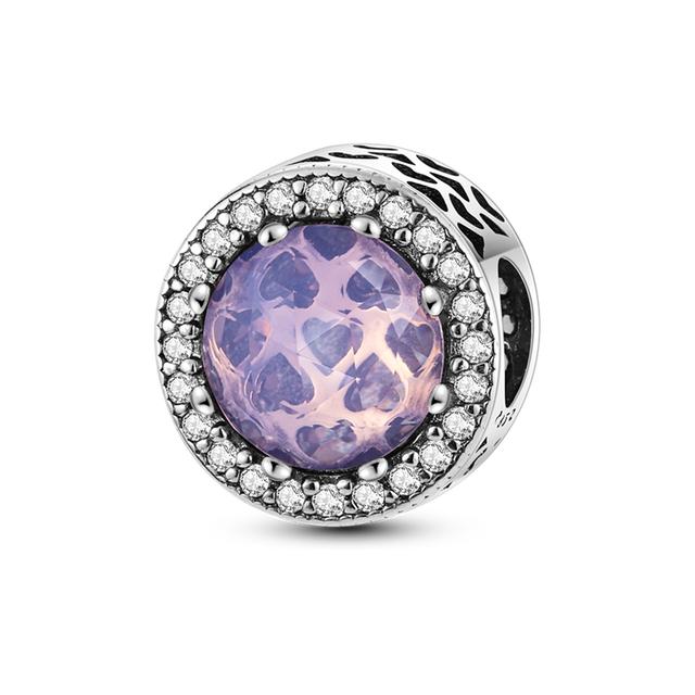 925 Silver Colorful Round Inlaid Zircon Charms Beads Pendant Fit Bracelet 925 Silver Jewelry Gift