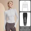 Women's Long Sleeve Sports Yoga Jacket - Stand Collar Cardigan for Running, Fitness, and Pilates