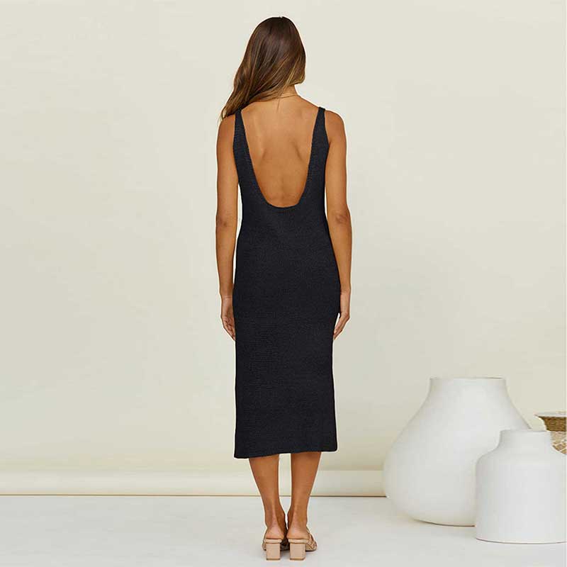 Háčkovaná tunika Sexy bez rukávů s U-výstřihem na zádech Pletené šaty Letní oblečení Dámské Plážové oblečení Plavky Cover Up plážové šaty Q1479