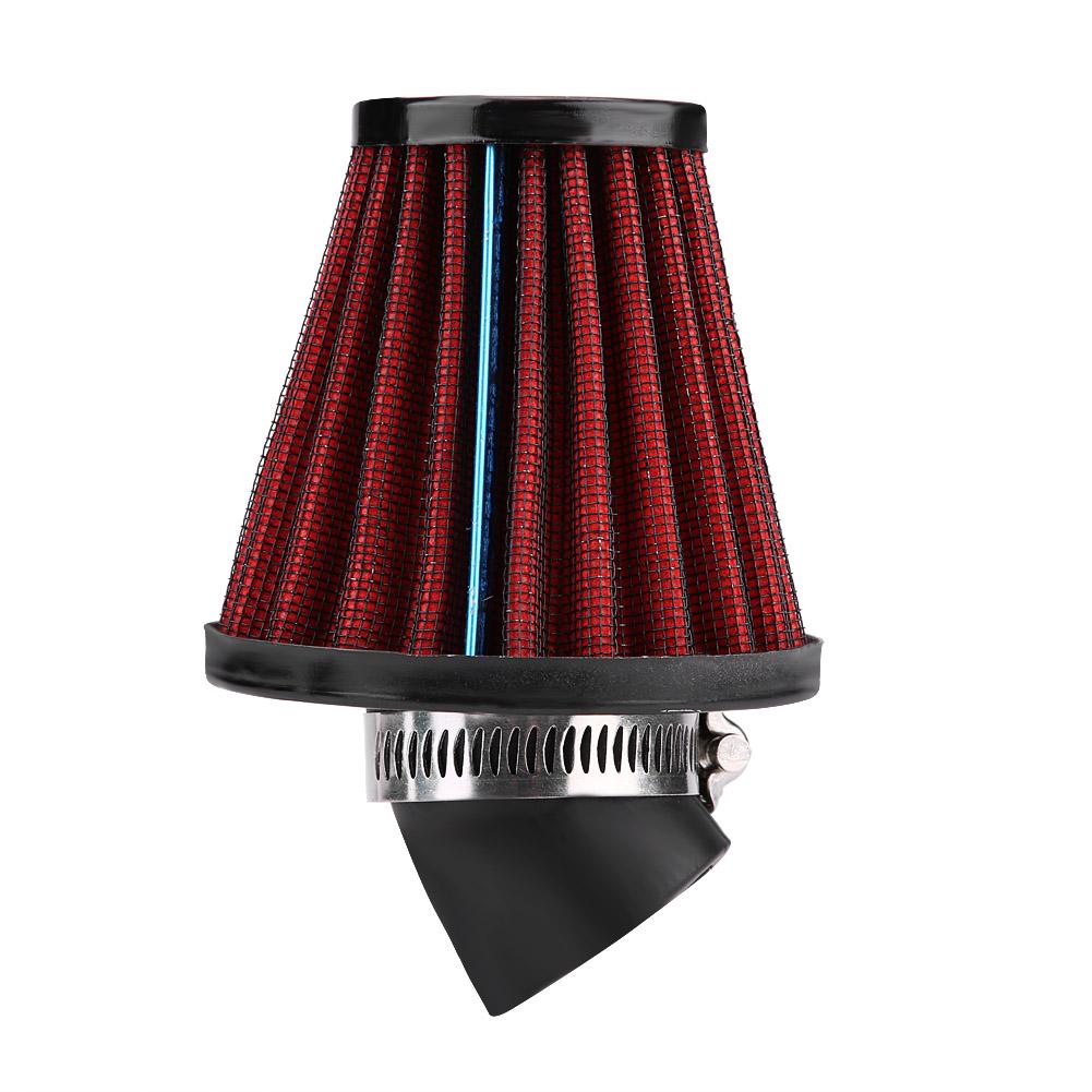 45 Degree Bend Motorcycle Air Intake Filter Cleaner Universal 35mm 1.4inch Red