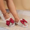Fashion 2025 NEW Fashionable and Beautiful Warm Plush Slippers Knot Thick Bottom Outdoor Wear Anti Slip Ladies Slippers Soft Shoes