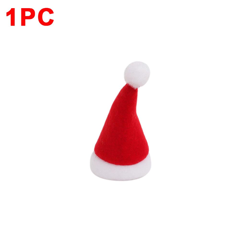 30/1Pcs Mini Santa Hats Christmas Wine Bottle Covers Lollipop Candy Hat Xmas Kids Gifts Navidad Party Table Dinner Decorations