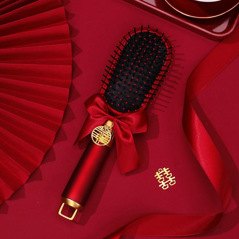 Red Cushion Comb Pair for Bride's Dowry - Wedding-Ready Accessory