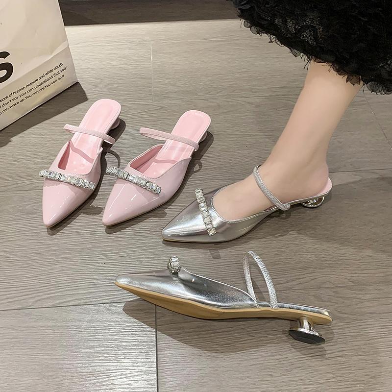 Fashion New Style Popular Luxury Women Patent Pink Slippers Flats Pointed Toe Dress Shoes Designer Elegant Shallow Party Zapatos Mujer