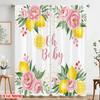 2pcs 2D flat printing Window Treatment Curtains Oh Baby Lemon Flowers Fabric Without Electricity Family Party Perfect for Home