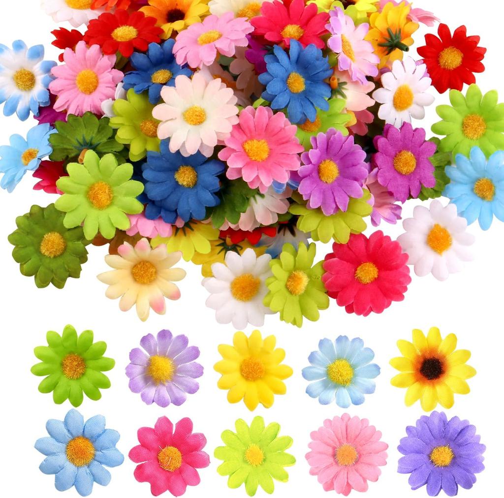 100pcs Mini Dasiy Artificial Flowers Head Wedding Decoration for Home Decor DIY Wreath Gift Box Scrapbooking Craft Fake Flower