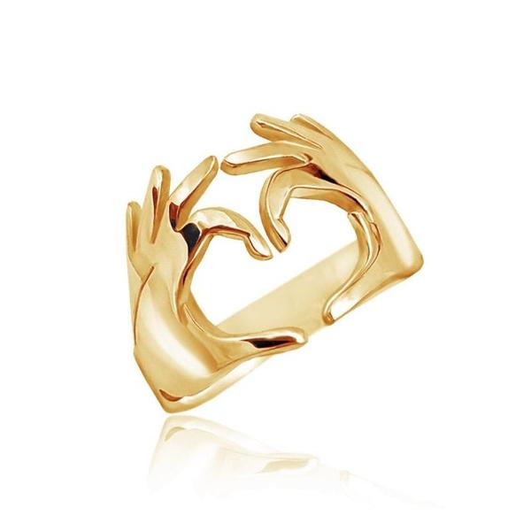 Creative Design Finger Heart Open Rings for Women Daily Casual Personality Rings Jewelry