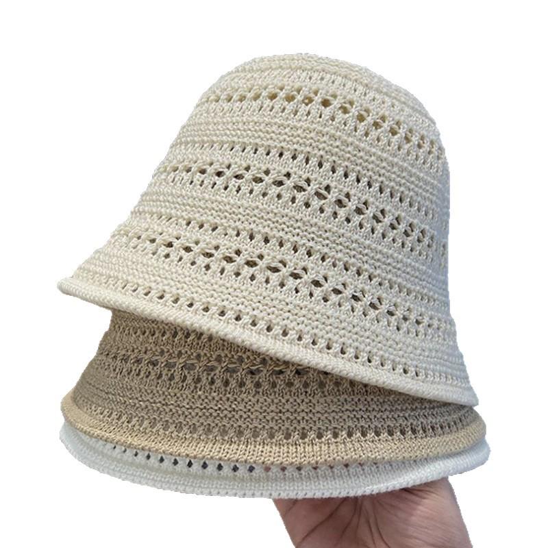 2025 Women's Summer Sun Protection Knit Bucket Hat - Breathable, Slimming, Sunscreen Basin Hat