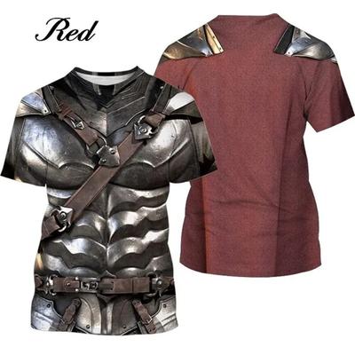 Camiseta Gráfica Nova de Armadura Medieval Estampada em 3D para Homens Manga Curta Personalizada Cool Camiseta Tops Camisetas Oversized Masculinas
