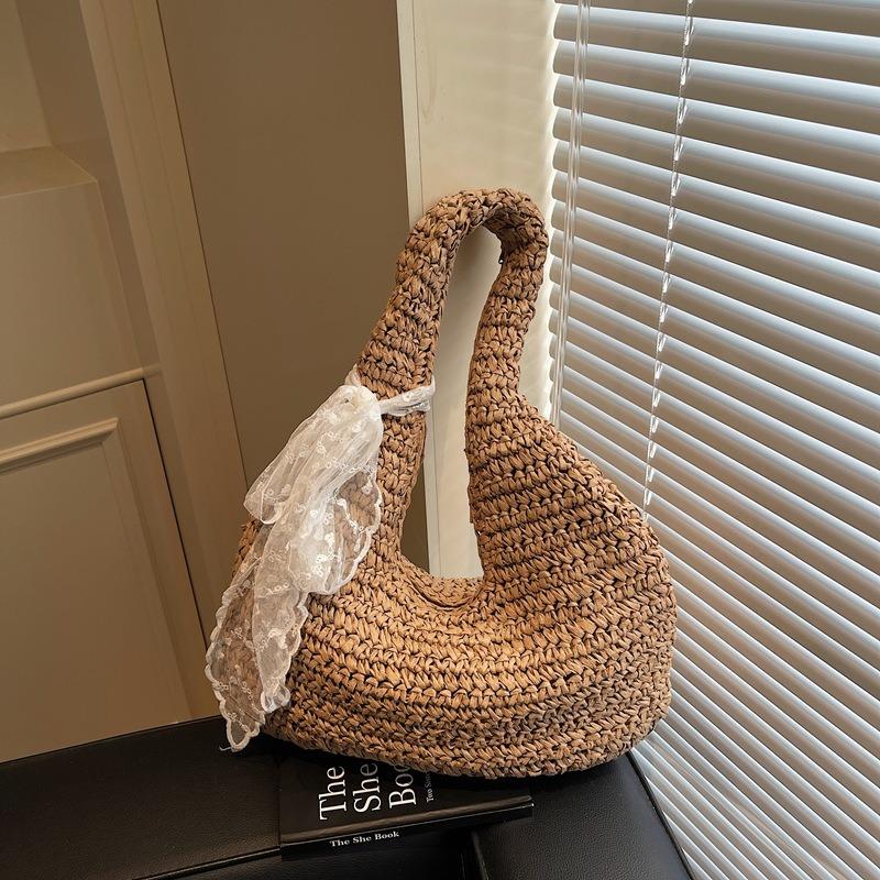 Summer woven bag women's new holiday beach straw bag large capacity shoulder underarm dumpling bag