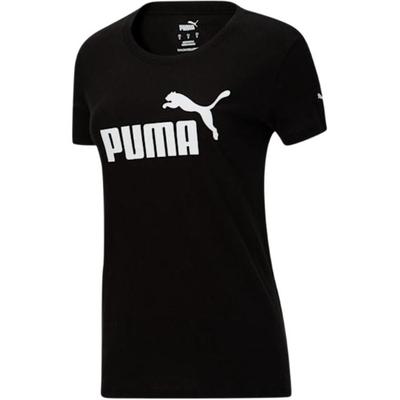 Essentials Logo Printed Sports Crew Neck Short Sleeve T-Shirt Women Tops Black 586295-01