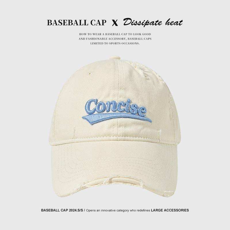 Adjustable Cotton Cap With Retro Font Embroidery And Sun Protection For Outdoor Activities