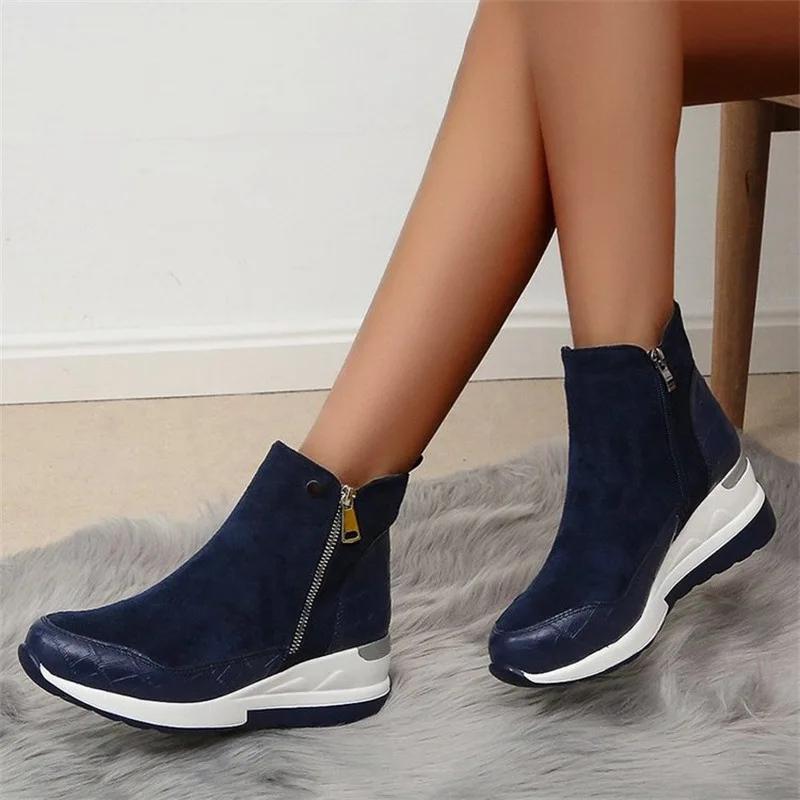 Fashion Winter Ladies Shoes New Arrival  Warm Womens Boots Platform Snow Ankle Boots for Girls Wedge Heels for Women