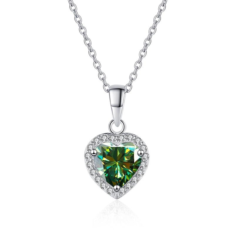 

Bague Ringen, 100% стерлинговое серебро S925, пластина Pt950, подвеска на шею, цепочка D, цвет 6,5 мм, ожерелье из муассанита в форме сердца для женщин 45cm зелёный
