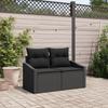 vidaXL 2-seater Garden Sofa with Cushions In Black Poly Rattan 42006781