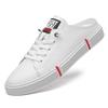 Men's Shoes Soft Sole Heel-free White Shoes Men's Cowhide Board Shoes Men's Trendy Casual Shoes Lazy Half-drag Sandals Men