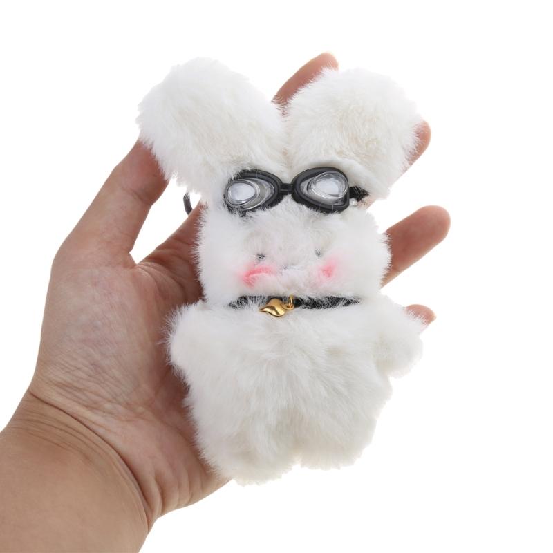 Hanging Decoration Rear View Mirror Cute Long Eared Rabbit Decors Car Interior Accessories Cute Bunny- Pendant Keychain