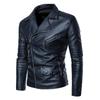 Men’s Jackets Faux Leather Lapel Long Sleeves Zipper Slim Fit Retro Motorcycle Jacket Autumn Winter PU Bomber Tops Holiday Casual Outer Wear