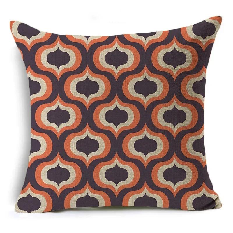Retro Geometry Linen Pillowcase Car Office Seat Linen Cushion Cover Sitting Room Sofa Decorative Pillowcase 45*45Cm