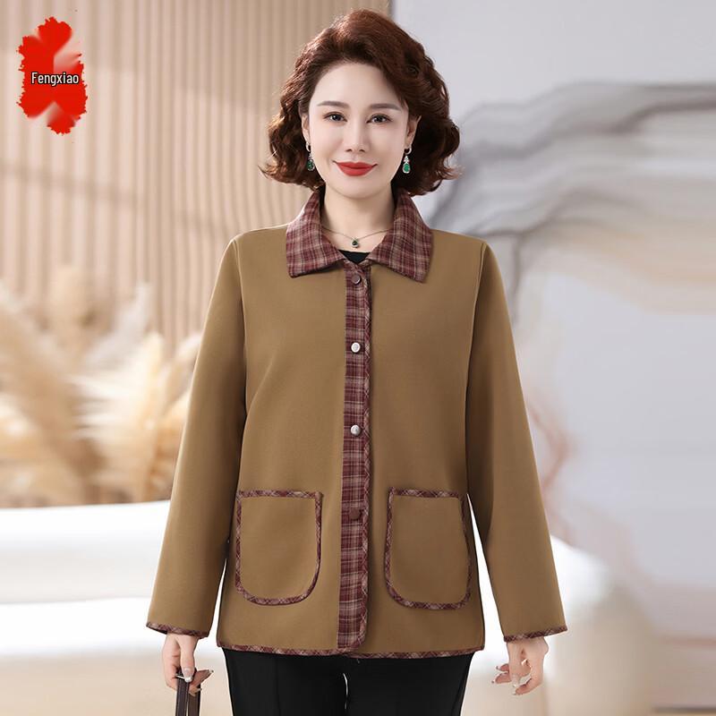 Women s Plaid Lapel Jacket 5XL