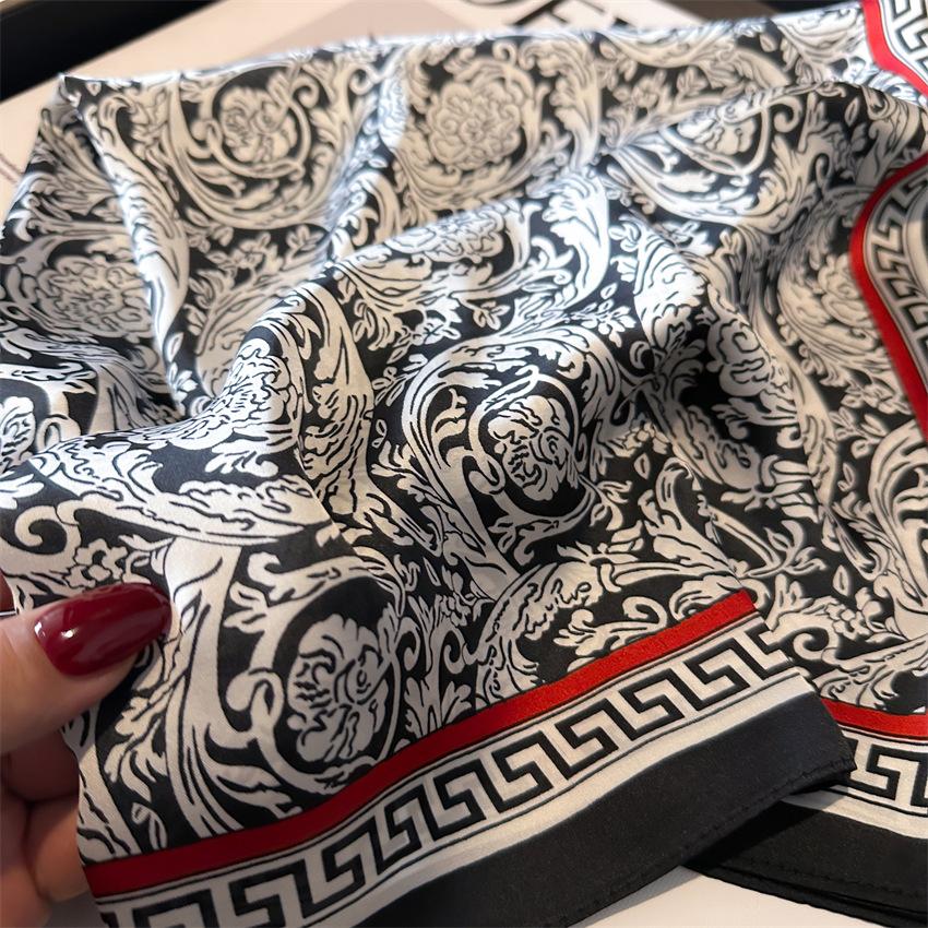 Luxury Fashion Print 70*70cm Square Scarf Women Soft Satin Hairband Neckerchief Tie Female Headband Foulard Bag Ribbon