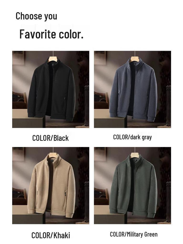 Men's Double-Sided Fleece Thick Warm Stand Collar Jacket - Anti-Static, Cold Protection, Temperature Locking Cardigan Hoodie