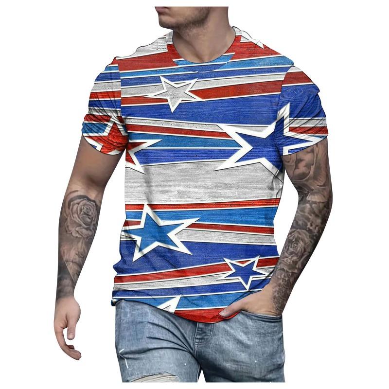 Pánské ležérní tričko s 3D potiskem Star Spangled Banner, módní pouliční trička