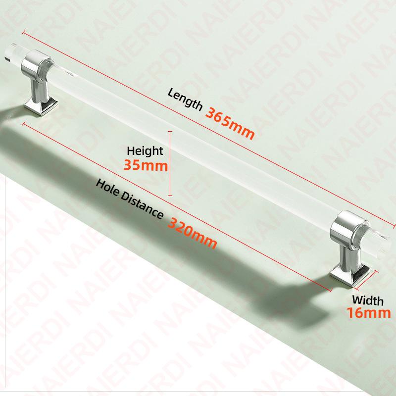 NAIERDI Acrylic Furniture Handles T-Bar Gold Crystal Cabinet Handles and Knobs Zinc Alloy Silver Door Handle Hardware