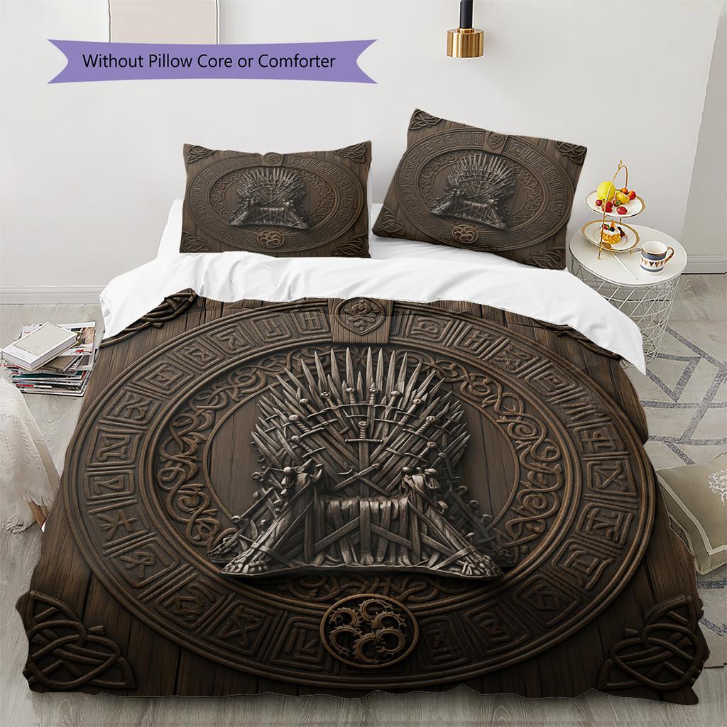 Sword Throne Pattern Bedding Quilt Set Home Decoration Gift (1 * duvet cover + 2 * pillowcase without core)