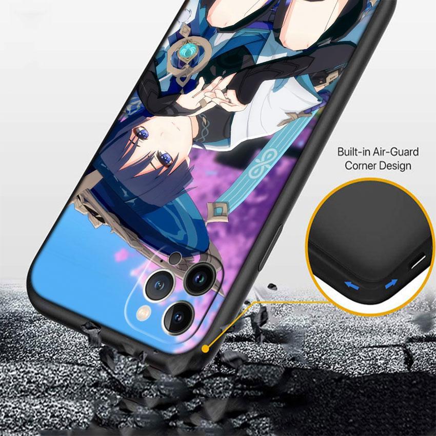 LO48 Genshin Impact Furina Aether Soft Shell Phone Case for iPhone 16 15 14 13 12 Pro Max Plus Mini