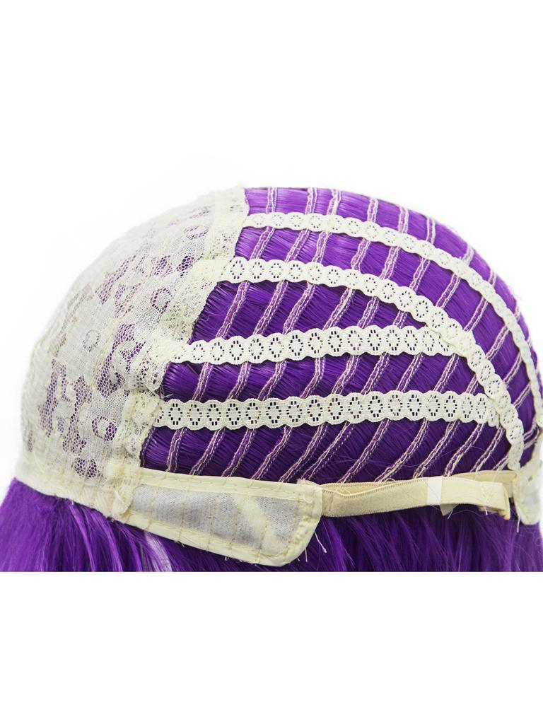 Purple Synthetic Wig with Long Straight Microcurls for Women Party Cosplay Music Festival Masquerade Ball Gifts