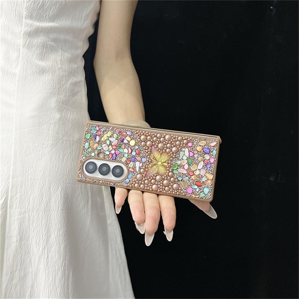Für Samsung Galaxy Z Fold7 5G PC Handyhülle Bunte Strass Schmetterling Deko Handyhülle