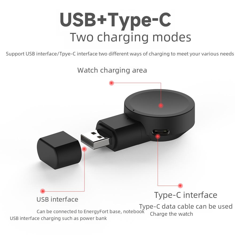 USB Dual Mode Wireless Charger for Samsung Galaxy Watch7/6/5/4/Active2/S3
