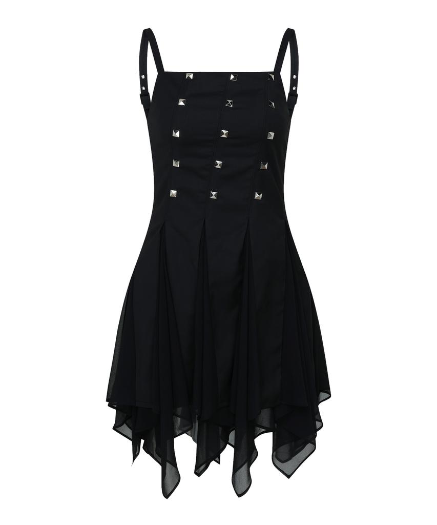Kwajipyuliti Studded Godet Dress (Black)