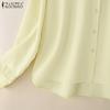 ZANZEA Women Casual Turn Down Collar Loose Long Sleeve Button Blouse
