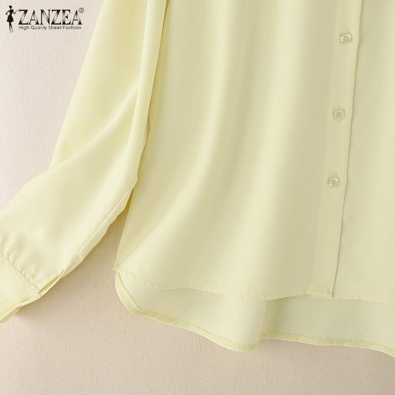 ZANZEA Women Casual Turn Down Collar Loose Long Sleeve Button Blouse