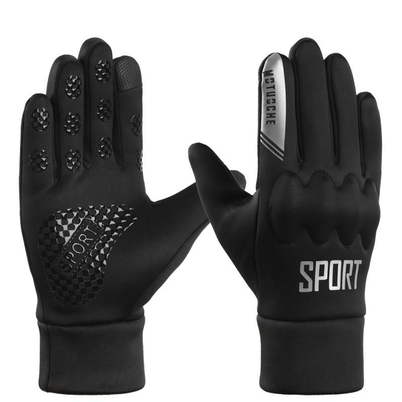 Winter Riding Gloves Men Windproof Warm Fleece Lined Touchscreen Anti-Slip Outdoor Cycling