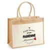 Sac De Plage - PLANETEE - Jute Avec Poche Bazar D'une Fabienne D'amour - Coton Imprimé En France - Beige - 43 X 33 Cm