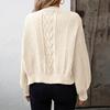 Women's Fashion Casual Solid Color V-Neck Long Sleeve Loose Knitted Cable Button Cardigan Sweater Jacket