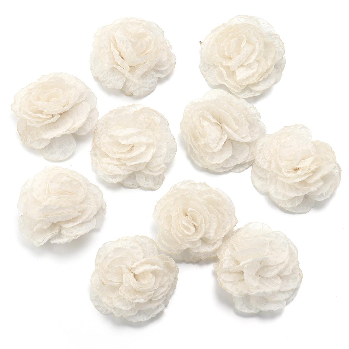 

5pcs/lot Burnt Edge Flowers Artificial Flowers Colorful Chiffon Flower Appliques DIY Headwear Garment Wedding Decor Supplies бежевый